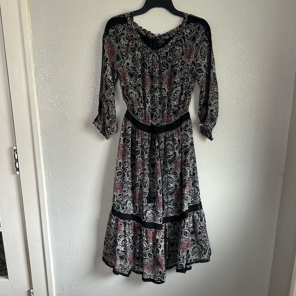 Lucky Brand Dresses & Skirts - Lucky Brand Boho 3/4 Sleeve Midi Tiered Dress